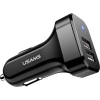 Maşın üçün adapter Usams US-CC122 C23 36W Dual USB Car Charger Transparent Black (CC122CC01)
