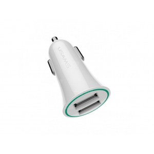 Maşın üçün adapter Usams US-CC013 2.1A Dual USB Car Charger White (21CHGC02)