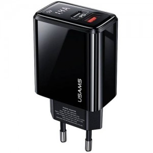 Usams US-CC133 T40 QC3.0+PD Digital Display Fast Charger (EU) Black (CC133TC01)