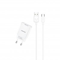 Usams T21+U-Turn Micro Cable Charger Kit White (T21OCMC01)
