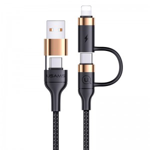 Kabel USAMS US-SJ483 U62 USB/Type-C to Type-C/Lightning Cable Black