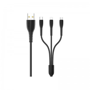 Usams US-SJ367 U35 3in1 Cable 1m Black (SJ367USB01)