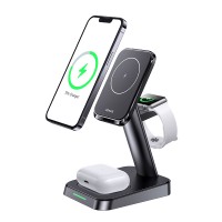 Usams US-CC150 3in1 Magnetic Wireless Charging Stand Black (CC150WXC01)